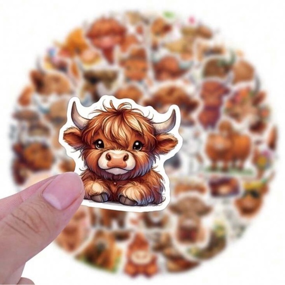 56 Cute Highland Cow Stickers - Picture 3 of 6